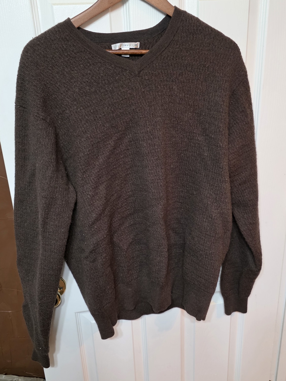 Cutter & Buck Women's V-Neck Brown Knit Sweater